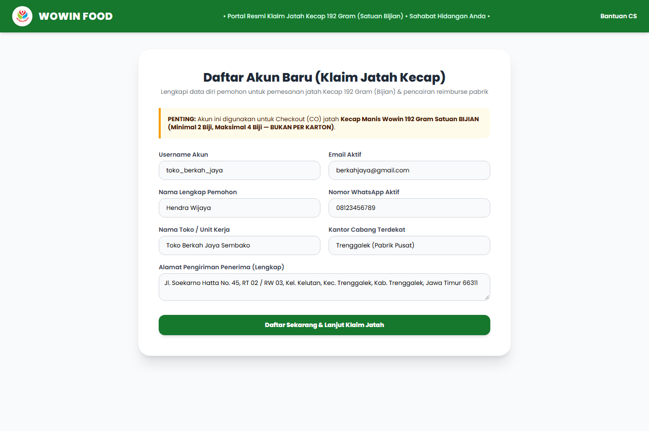 Formulir Pendaftaran Member Web