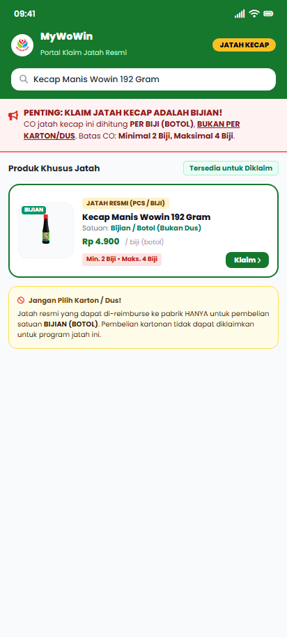 Beranda Aplikasi Klaim Jatah Kecap