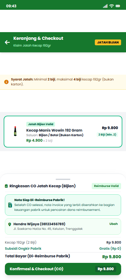 Keranjang dan Checkout Jatah Kecap Bijian